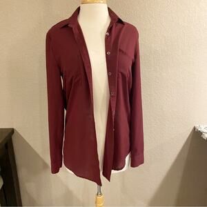 Cecico Button Up Open Back Top Maroon Medium